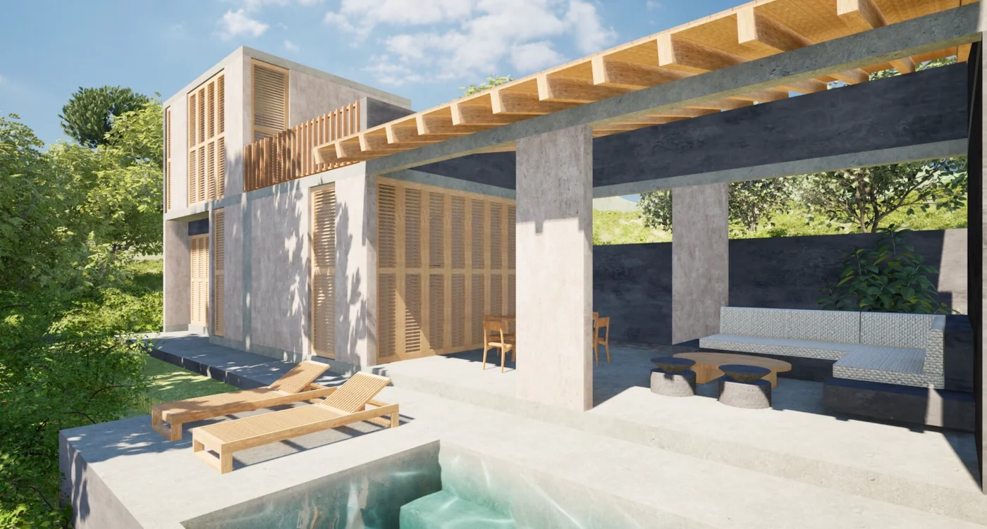 Residencia con alberca (render)